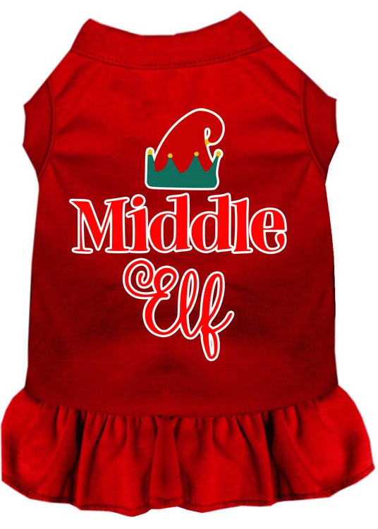 Middle Elf Screen Print Dog Dress Red 4X